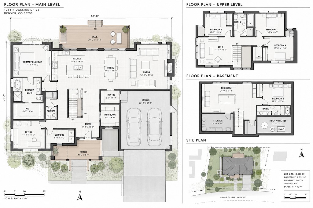 Sample architectural sheet used to show photos pinned to a location — not a live job