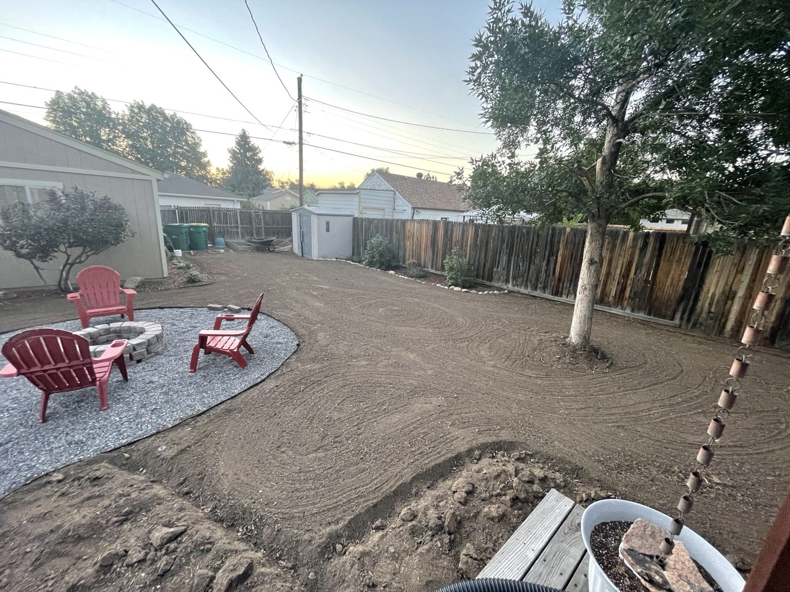 Raked soil after final grading and before seeding
